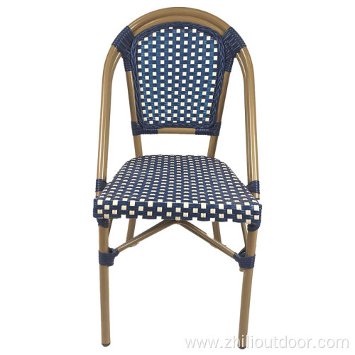 Navy Blue Bistro Wicker French Rattan Outdoor Chairs